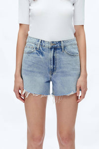 Bayeas - Kelly High Rise Raw Hem Denim Shorts