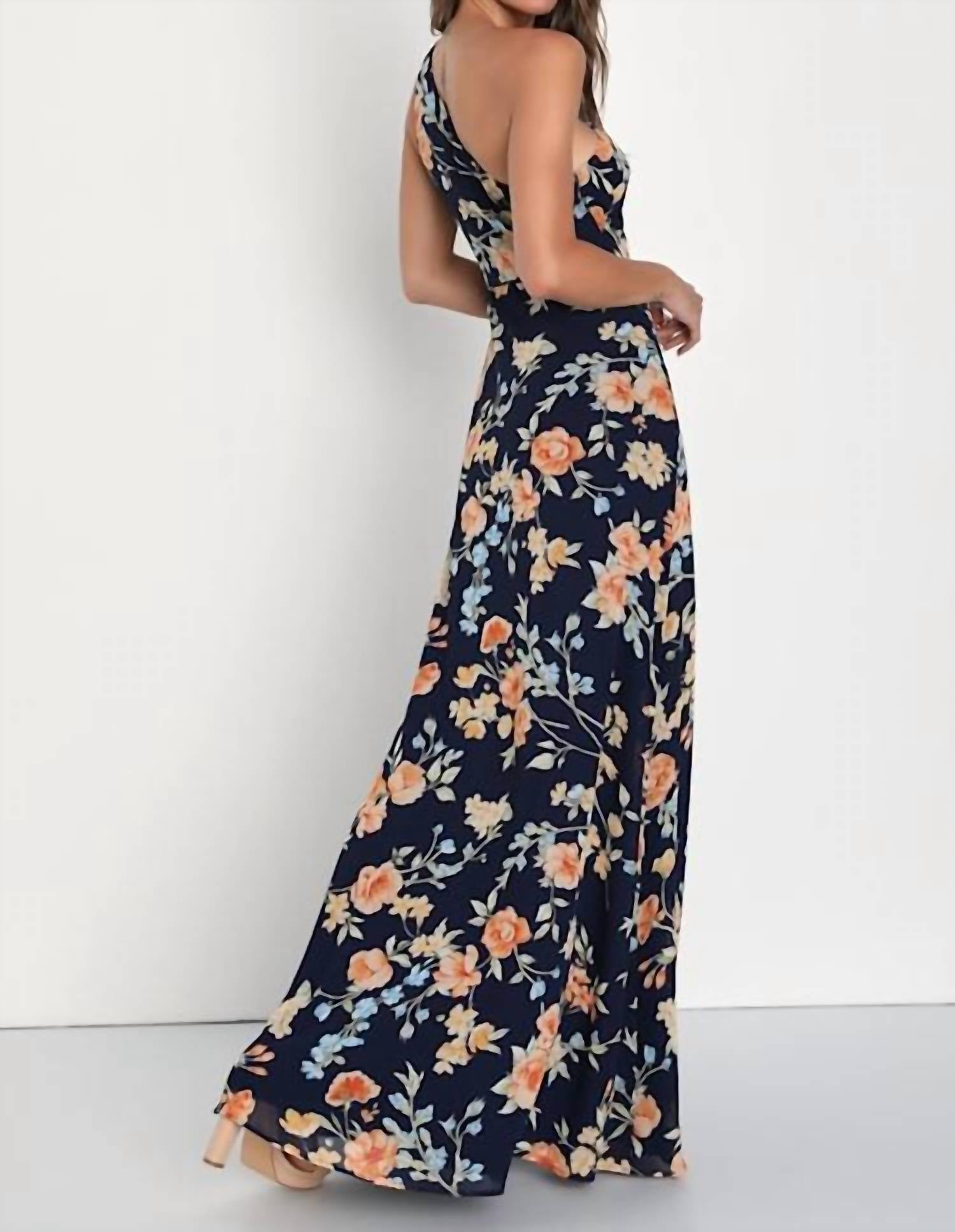 Lulus - Women's Elegant Admiration One Shoulder Maxi Dress