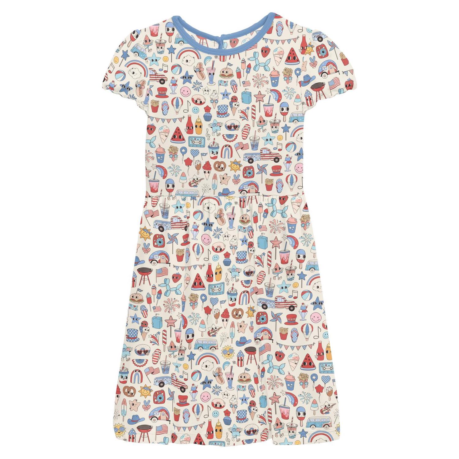 Kickee - Gril's Flutter Sleeve Twirl Dress With Pockets