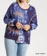 Umgee - Contrast Trim Tie Dye Top