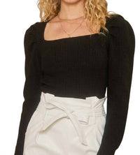 Idem Ditto - Puff Shoulder Back Tie Sweater Top