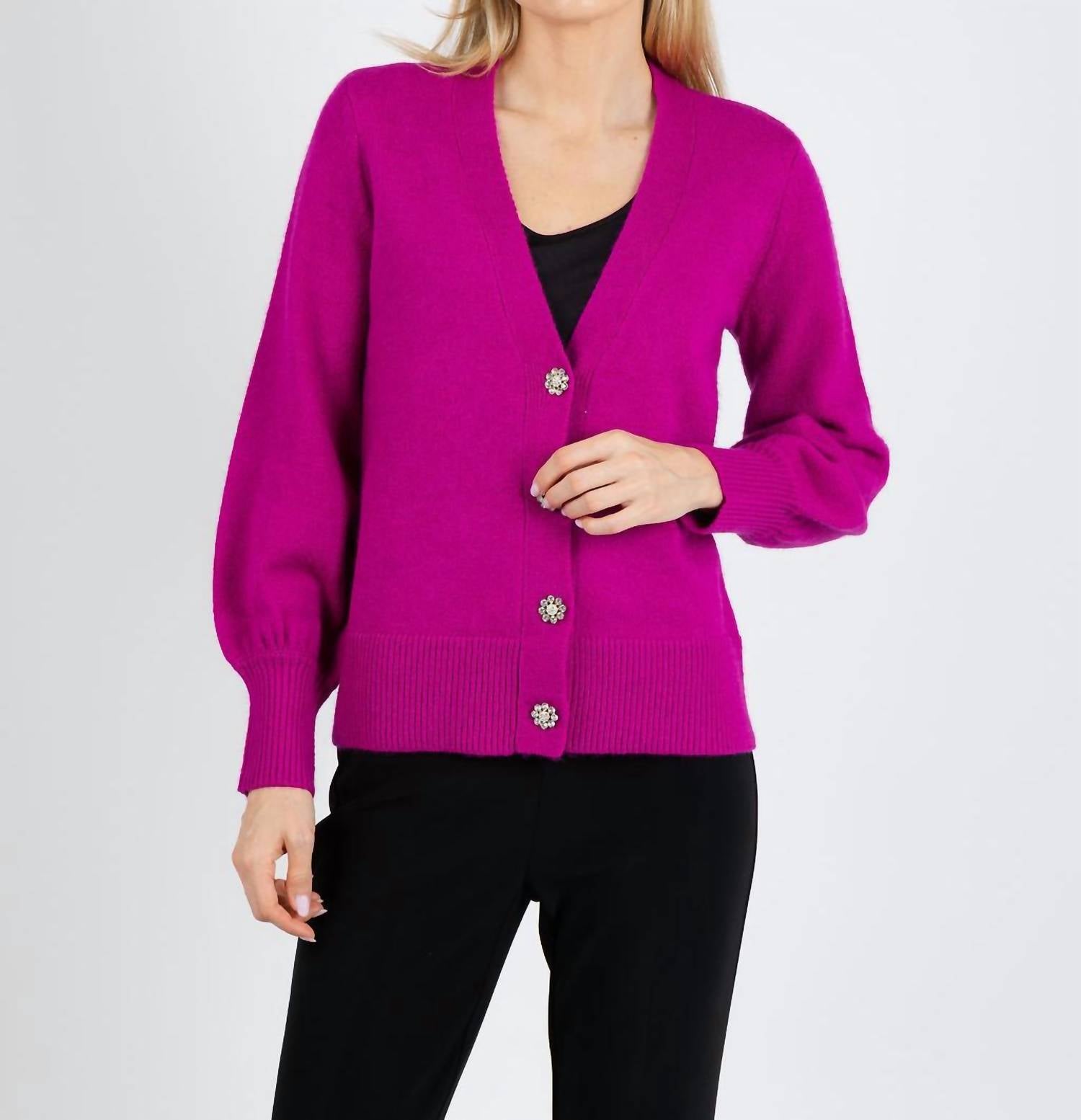 Joseph Ribkoff Jewel Button Cardigan in cosmos - women's cardigan