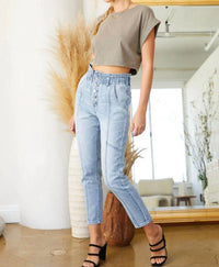 Kancan - Bronte Ultra High Rise Paperbag Mom Jeans