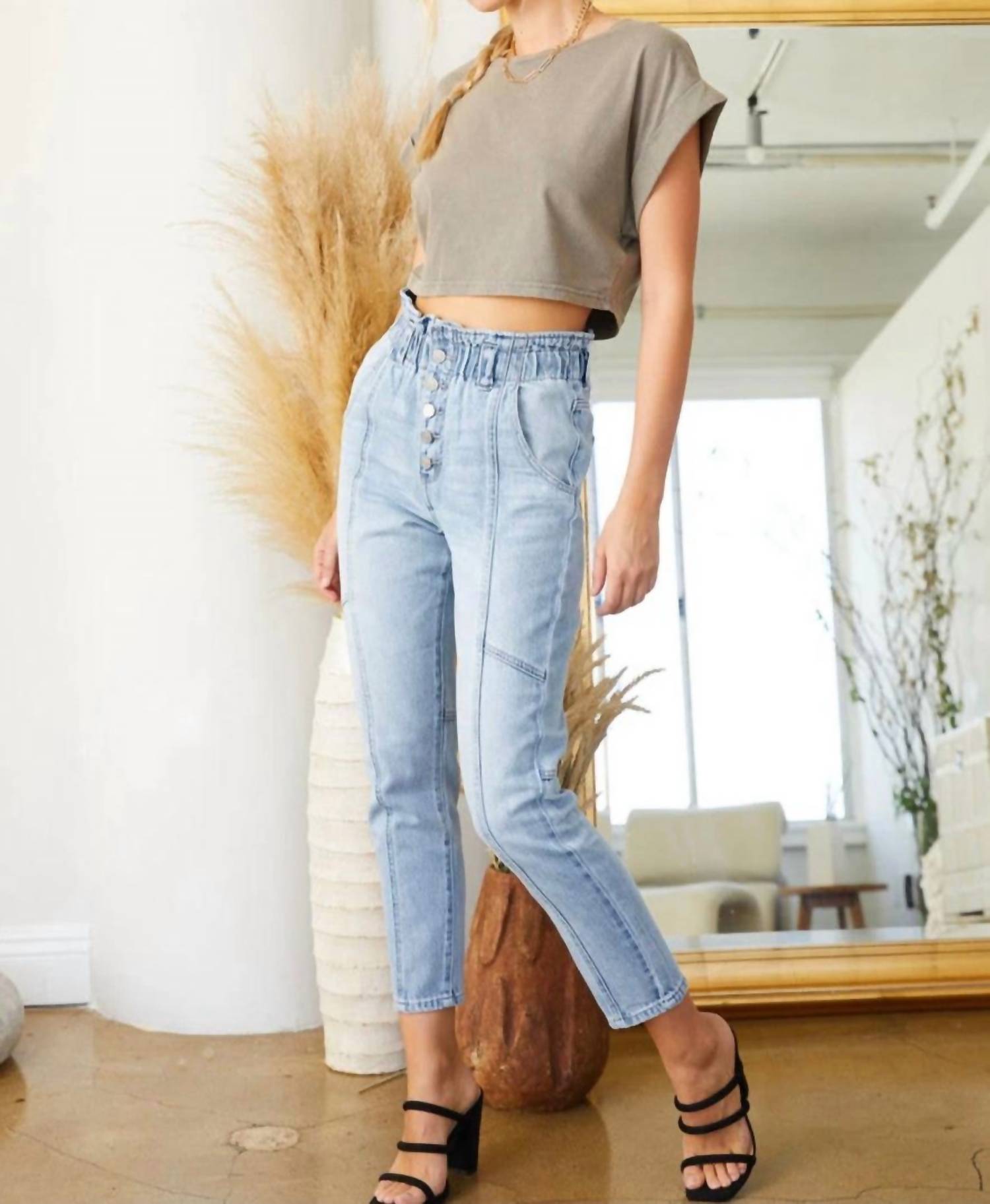 Kancan - Bronte Ultra High Rise Paperbag Mom Jeans