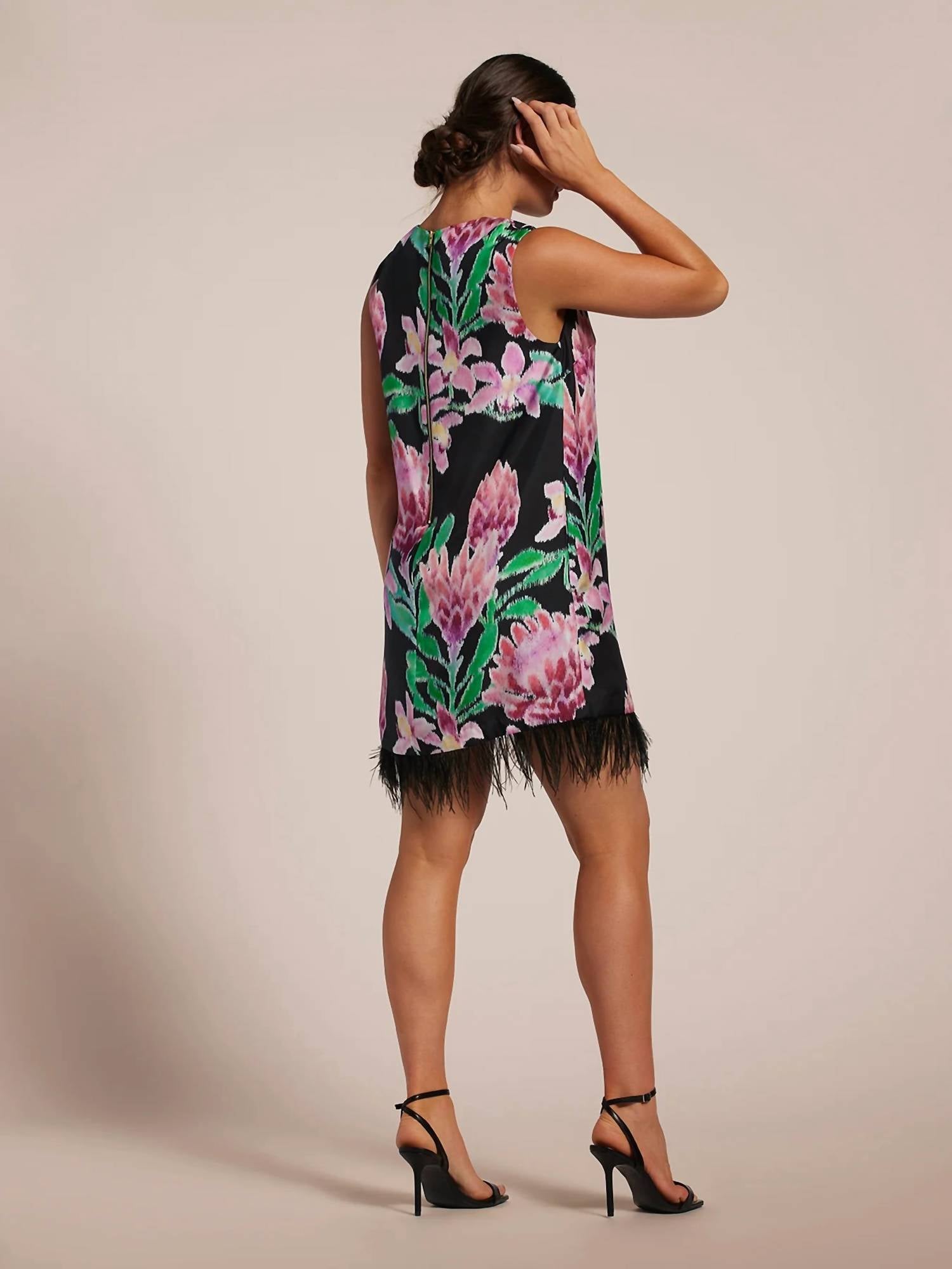 TORI RICHARD Fleur De Lei Aster Dress in black multi - women's dress - detail view