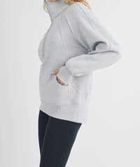 AEMI + CO Women's Funnel Neck Half Zip Pullover Sweater in heather grey - women's sweater - view 7