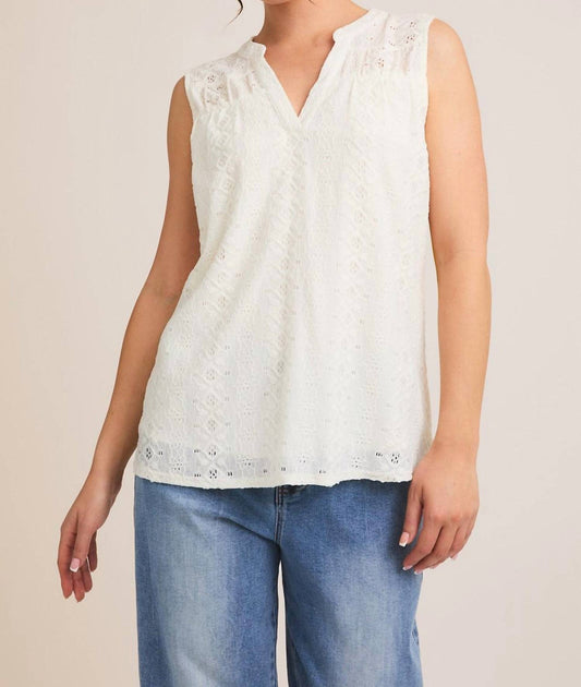 Gilli - Jolene Eyelet V Neck Sleeveless Top