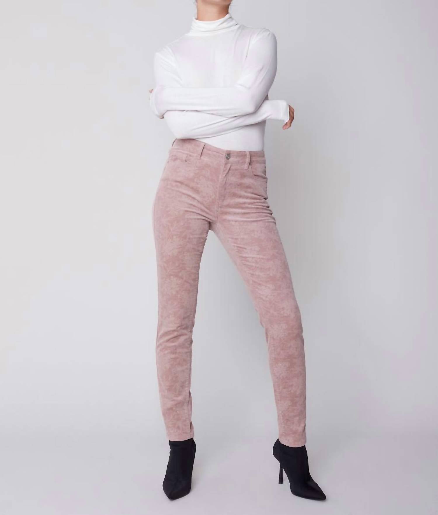 Charlie B - Printed Corduroy Stretch Pant
