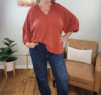 Ee:Some - Macie Long Sleeve, Light Weight Dressy Top With V-neck - Plus