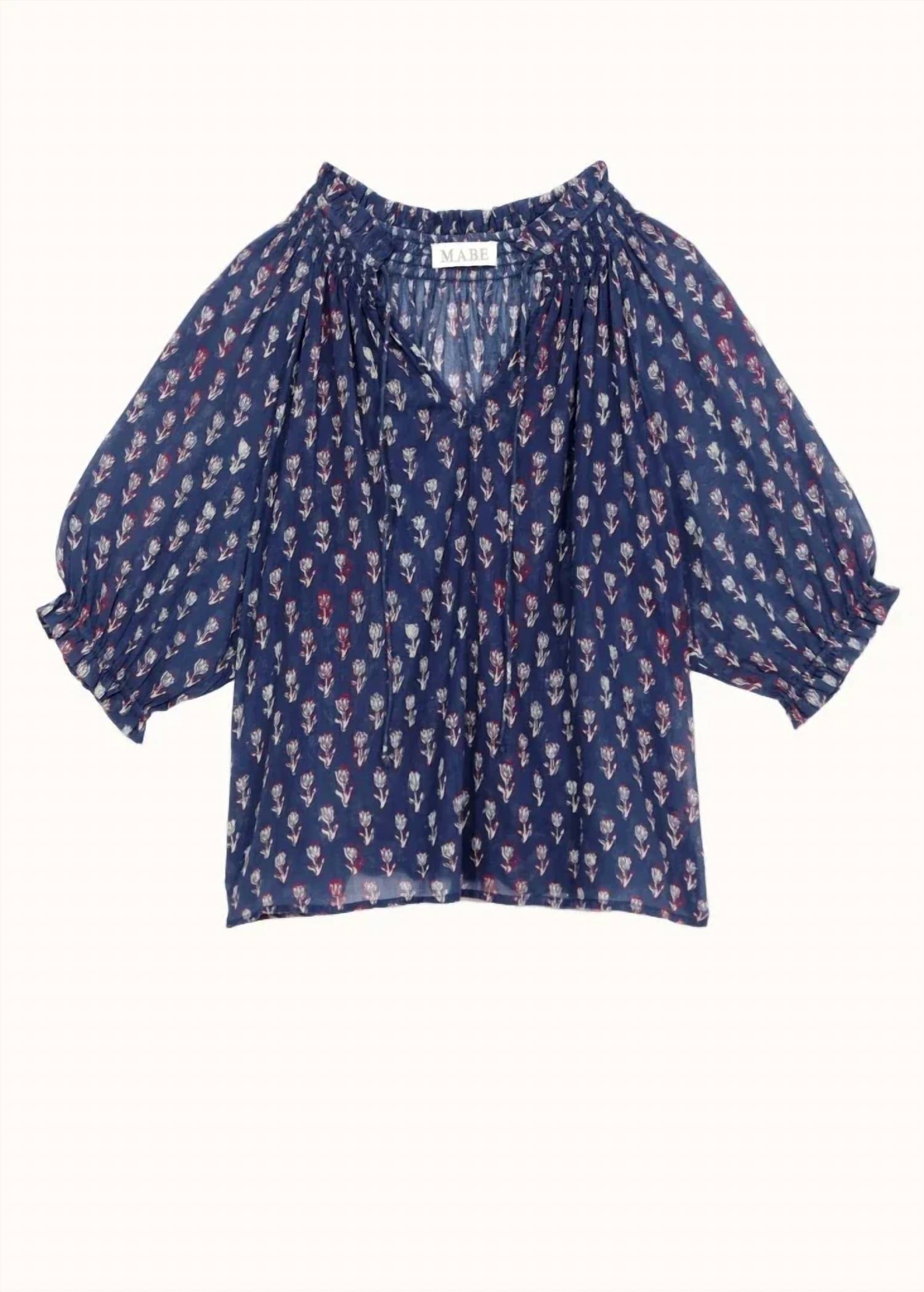 M.A.B.E. - Ari Print Short Sleeve Blouse