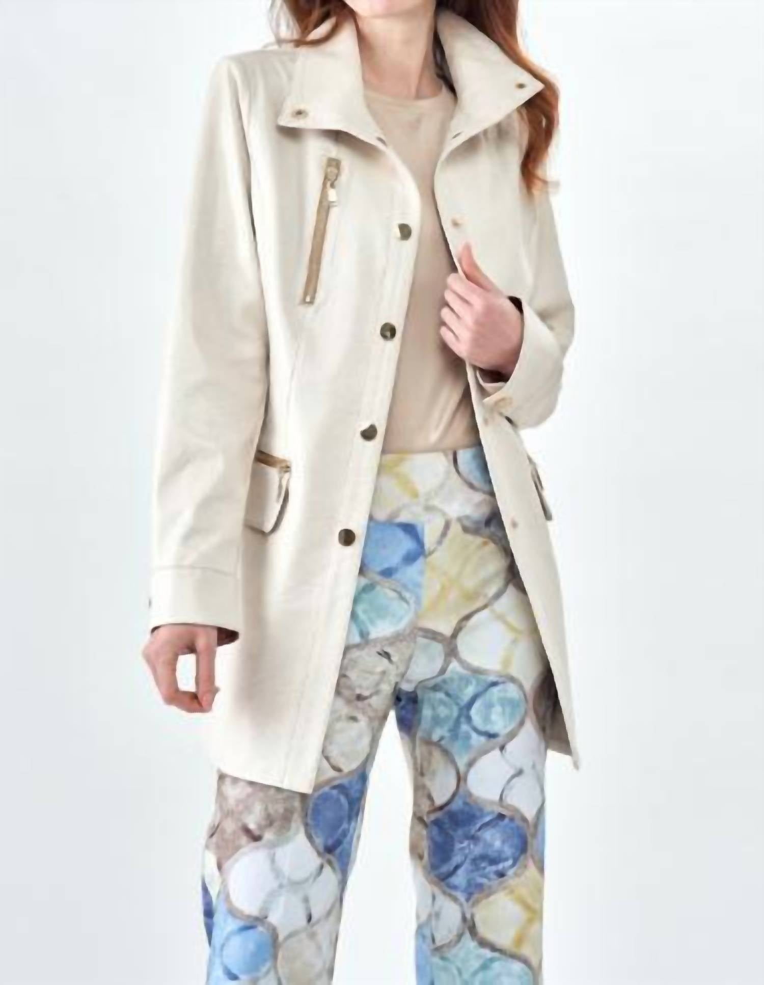 Insight - Long Vegan Leather Jacket with Zip Pockets