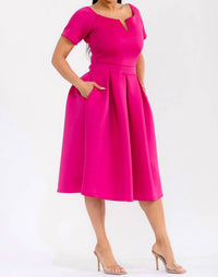 Karen T Design Pleated Midi Dress in magenta - women's dress - view 4