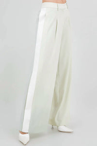 Whiteroom+Cactus - Contrast Side Panel Wide Leg Soft Woven Trousers