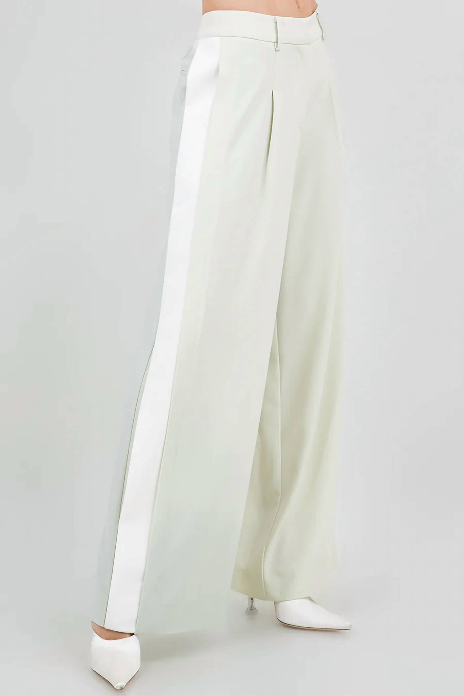 Whiteroom+Cactus - Contrast Side Panel Wide Leg Soft Woven Trousers