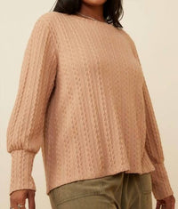 Hayden La - Long Cuff Cable Knit Pullover - Plus