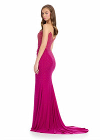 Ashleylauren - Strapless Beaded Prom Gown