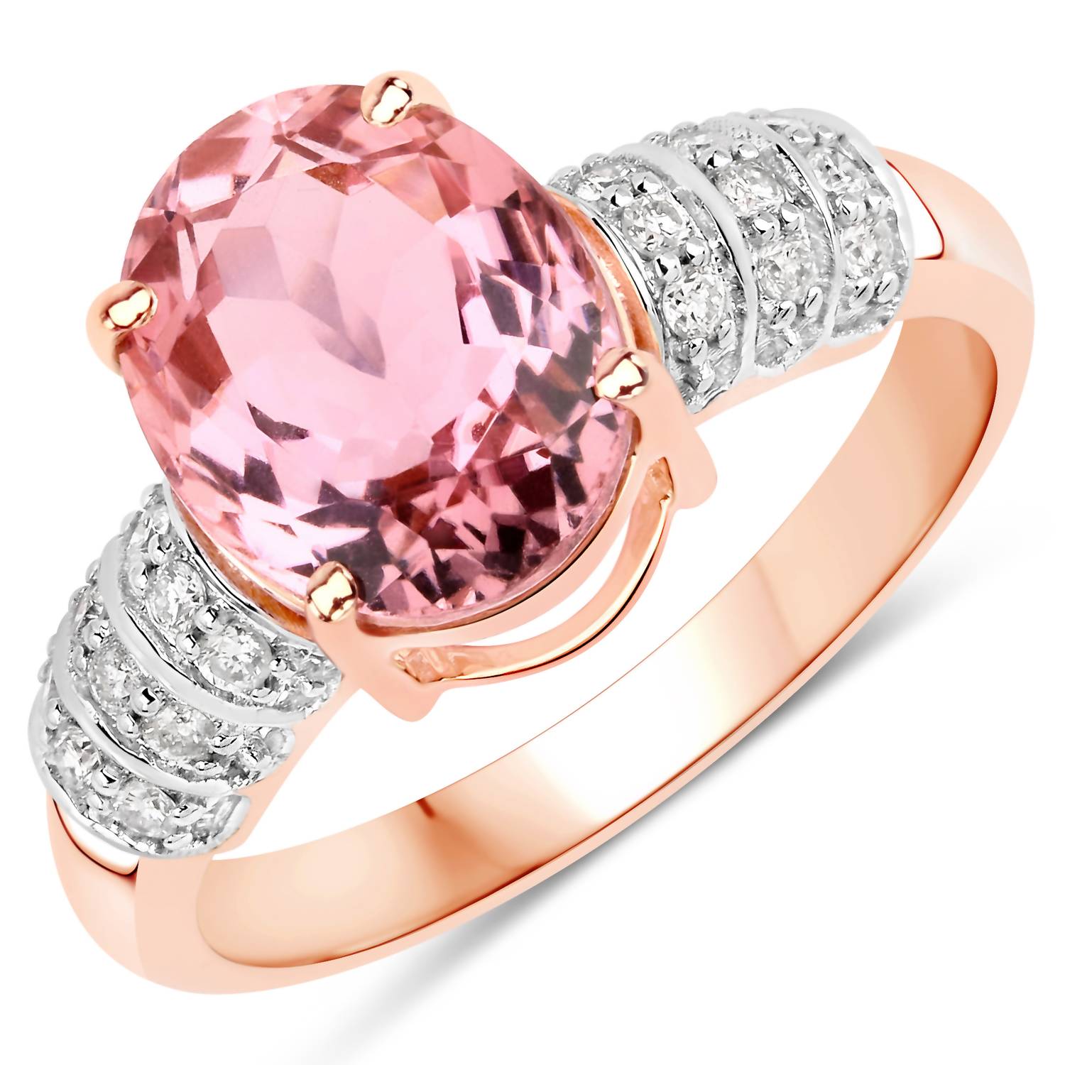Diana M Jewels Women's Oval Natural Tourmaline Fashion Ring (3.11 Ct) - Signature Plus in 14k rose gold - women's jewelry