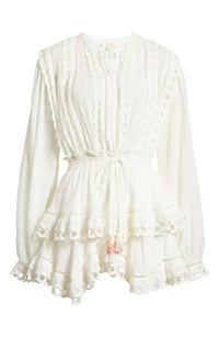 Loveshackfancy - Tindra Tie Waist Long Sleeve Mini Dress