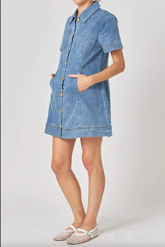 English Factory - Short Sleeve Denim Dress