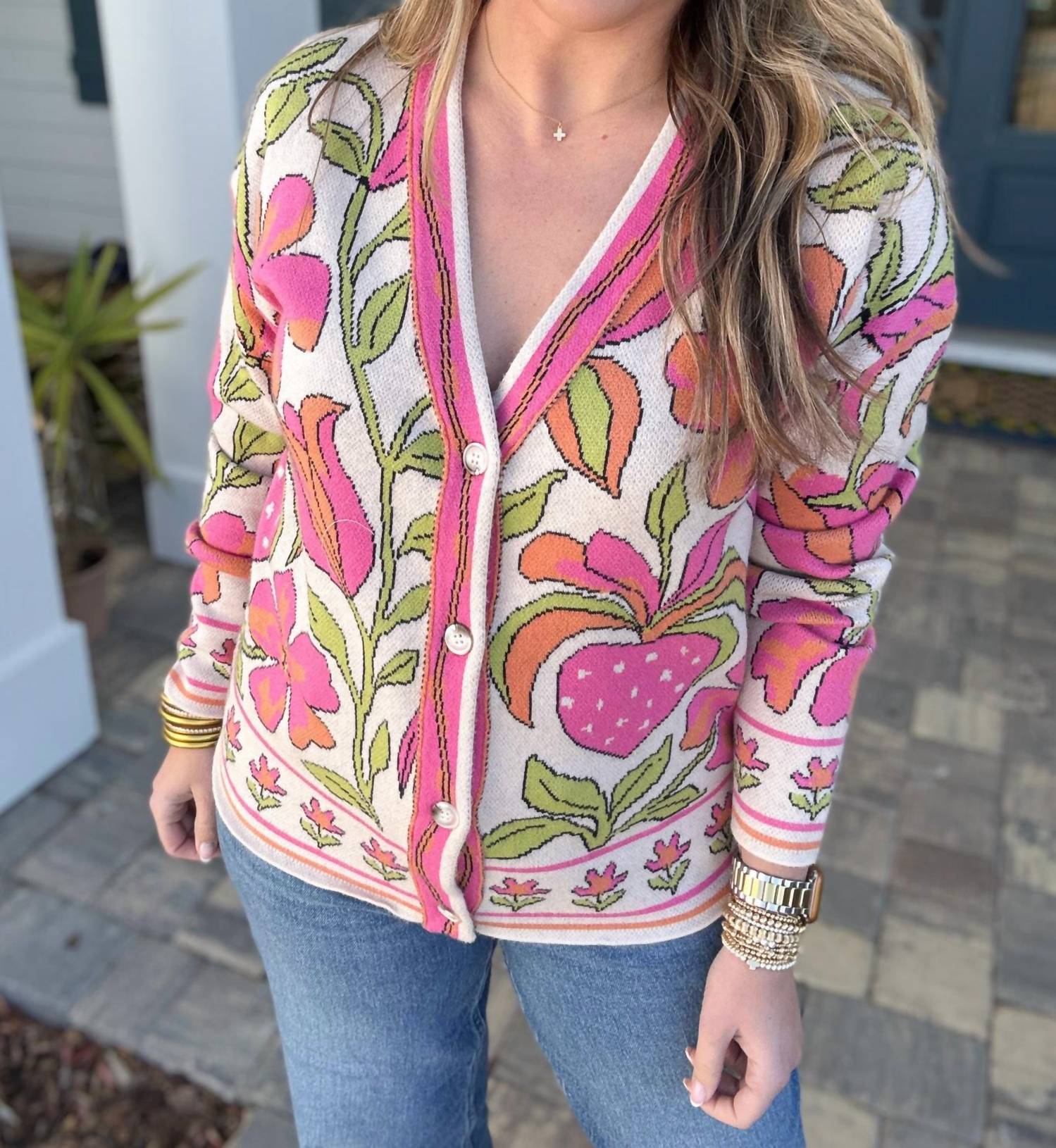 Fate Strawberry Fields Cardigan in pink 1 - women's cardigan