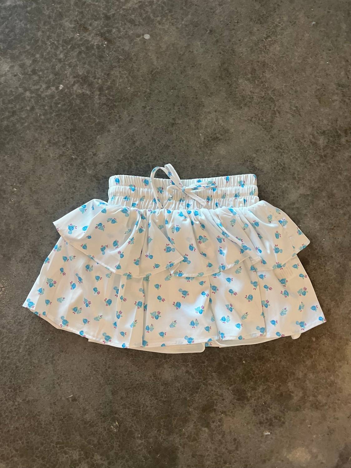 THEME Girls Willow Ditsy Satin Skort in white with pastel blue - kids' item