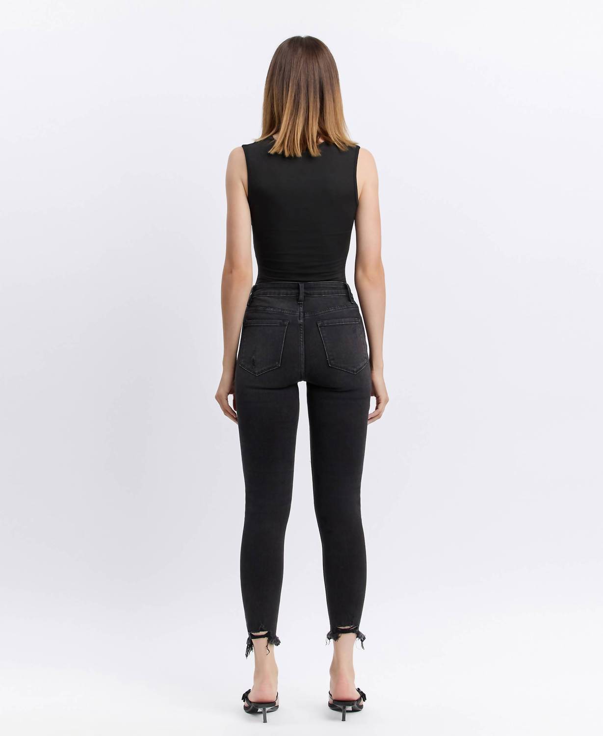 Vervet By Flying Monkey - High Rise Button Fly Distressed Crop Skinny Jeans