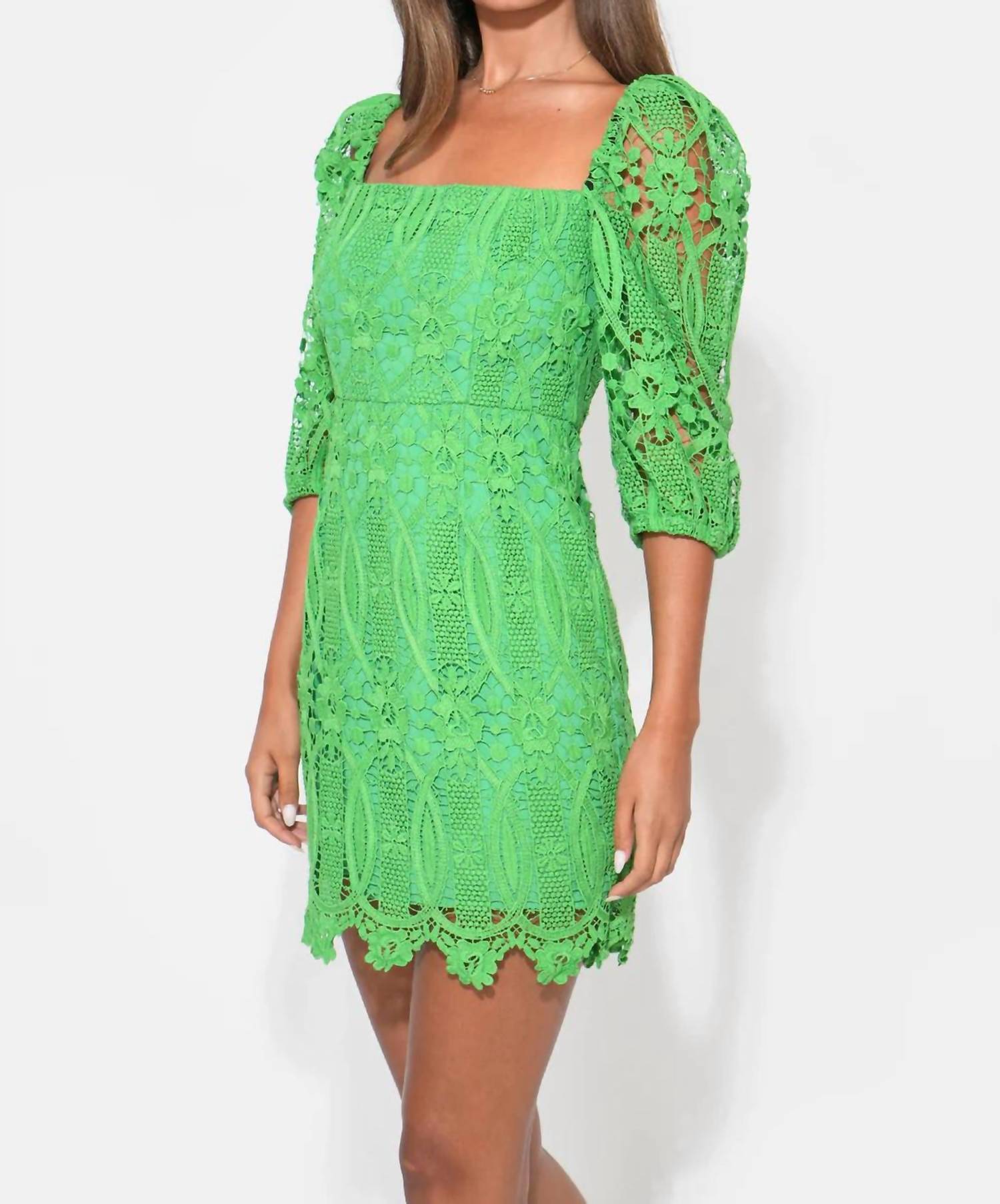 Adelyn Rae - Emery Puff Sleeve Lace Dress