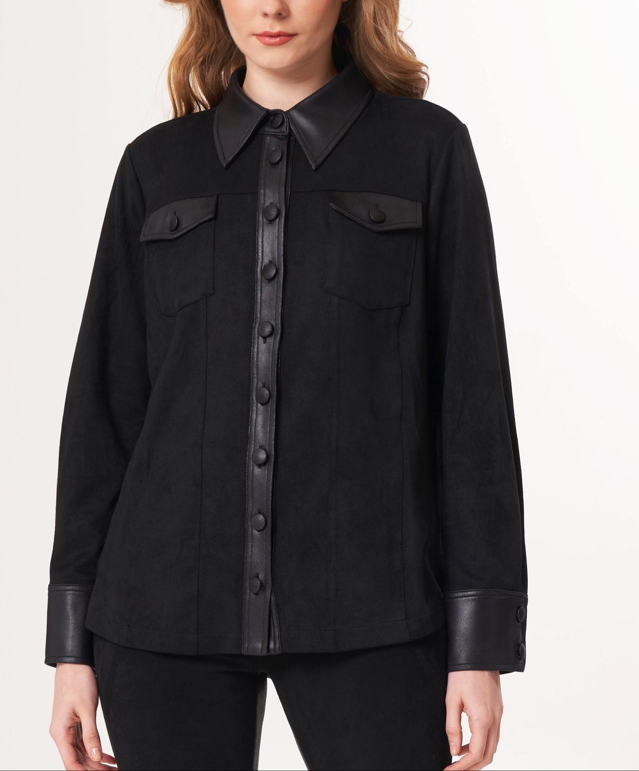 Angel Apparel Vegan Leather Shirt in black - women's shirt