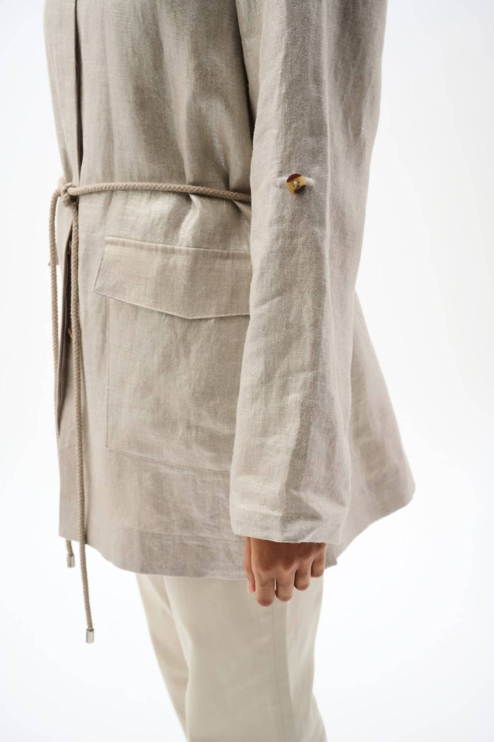 Joseph Ribkoff - Waist Tie Foiled Linen Jacket