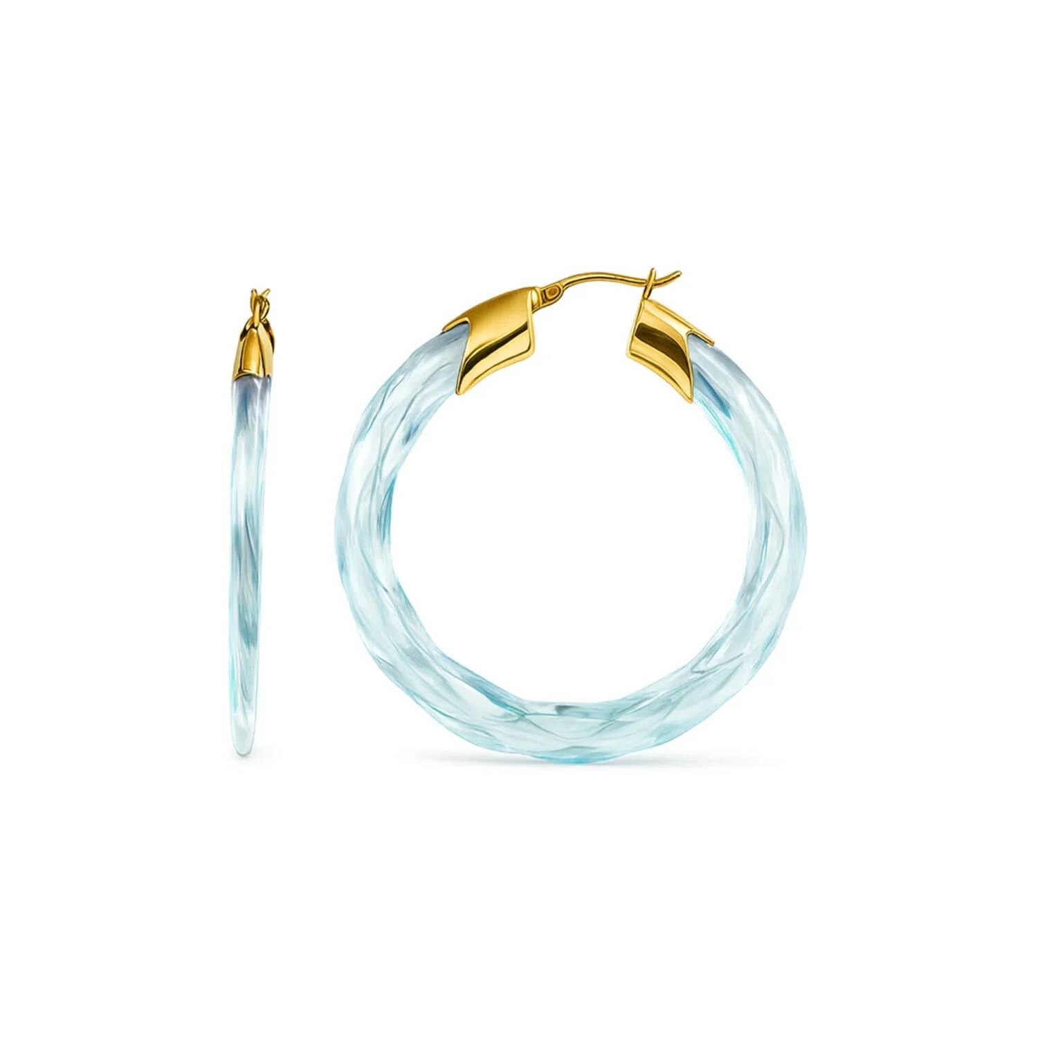 Gold & Honey - Women's Swirl Twist Lucite Birthstone Hoop Earrings