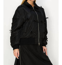 Joh Judith Bomber Jacket With Ribbons in black - women's jacket - detail view