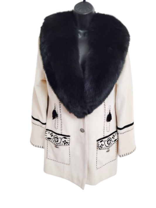 Double D Ranch - Women's Fur Trim Wool Jacket