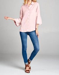 Tea N Rose - Bell Sleeves Shirt Blouse