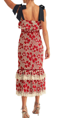 Just Me - Women's Flower Lace Ruffle Dress