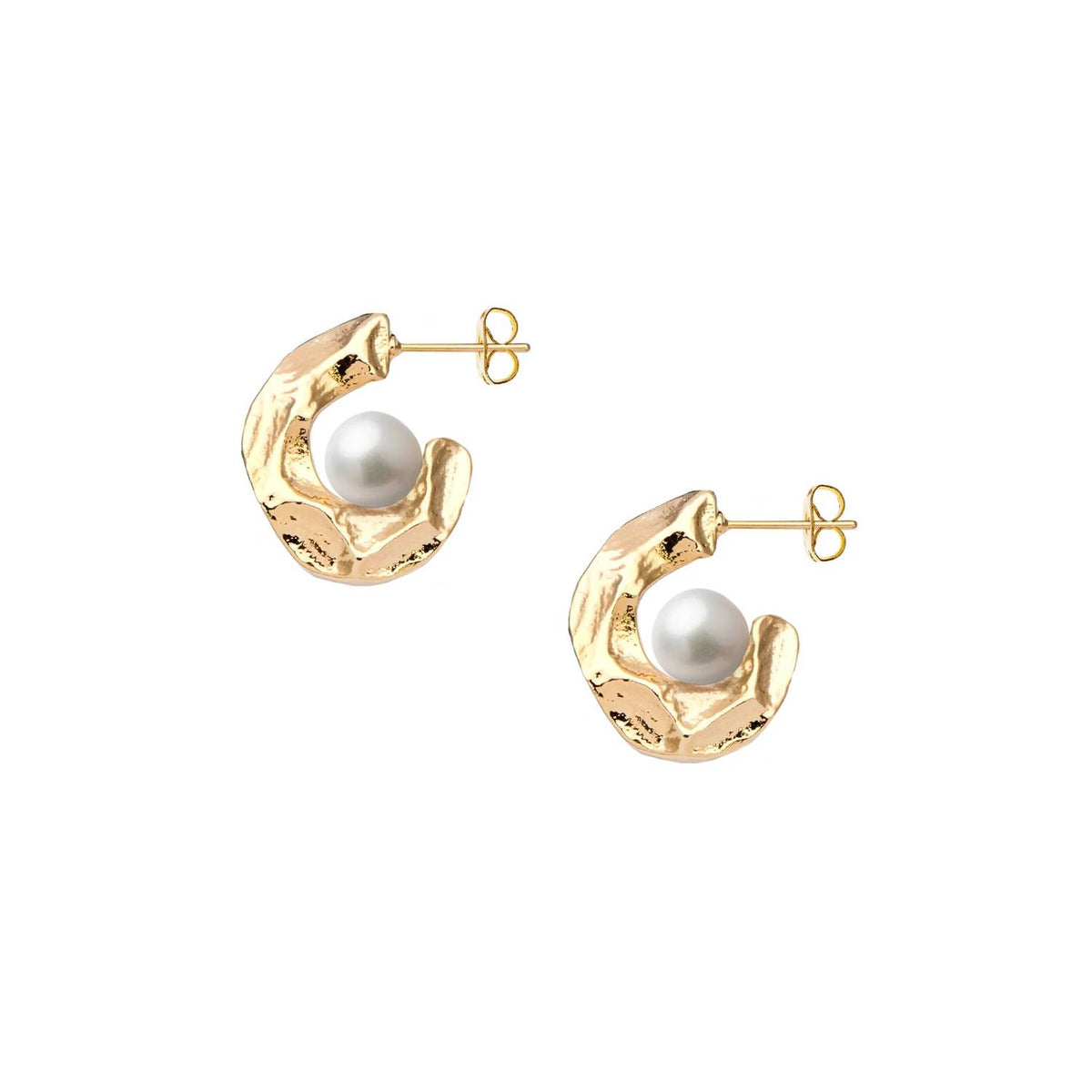 Adriana Pappas - Mini Hammered Pearl Hoops