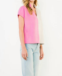 THML Colorblock Suede Top in tan pink - women's blouse - view 4