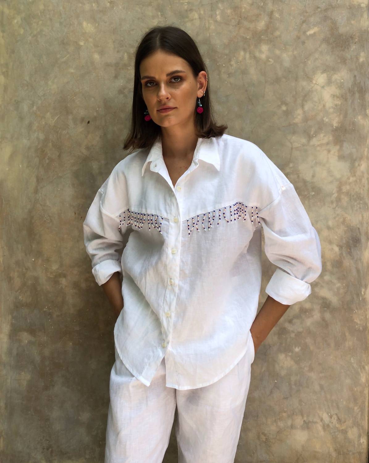 Puka Ulu With Dawn Beads Shirt in white - women's shirt - alternate view