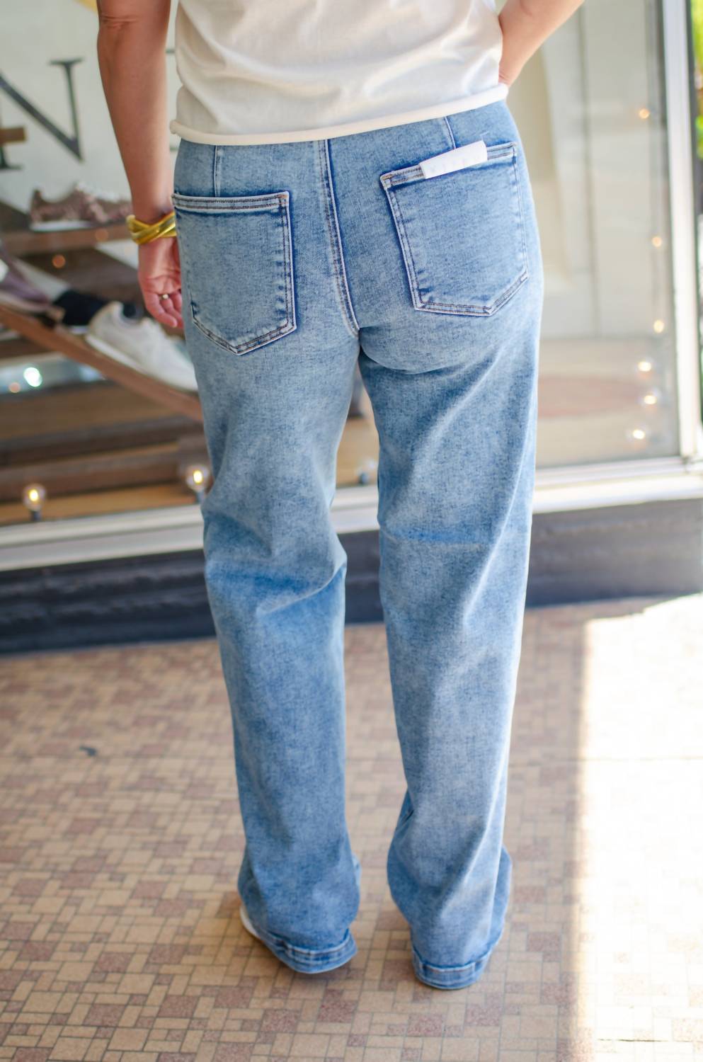 Risen - High Rise Ankle Wide-cuffed Jeans