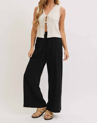 Sweet Lovely By Jen - Wide Leg Drawstring Pants With Pockets