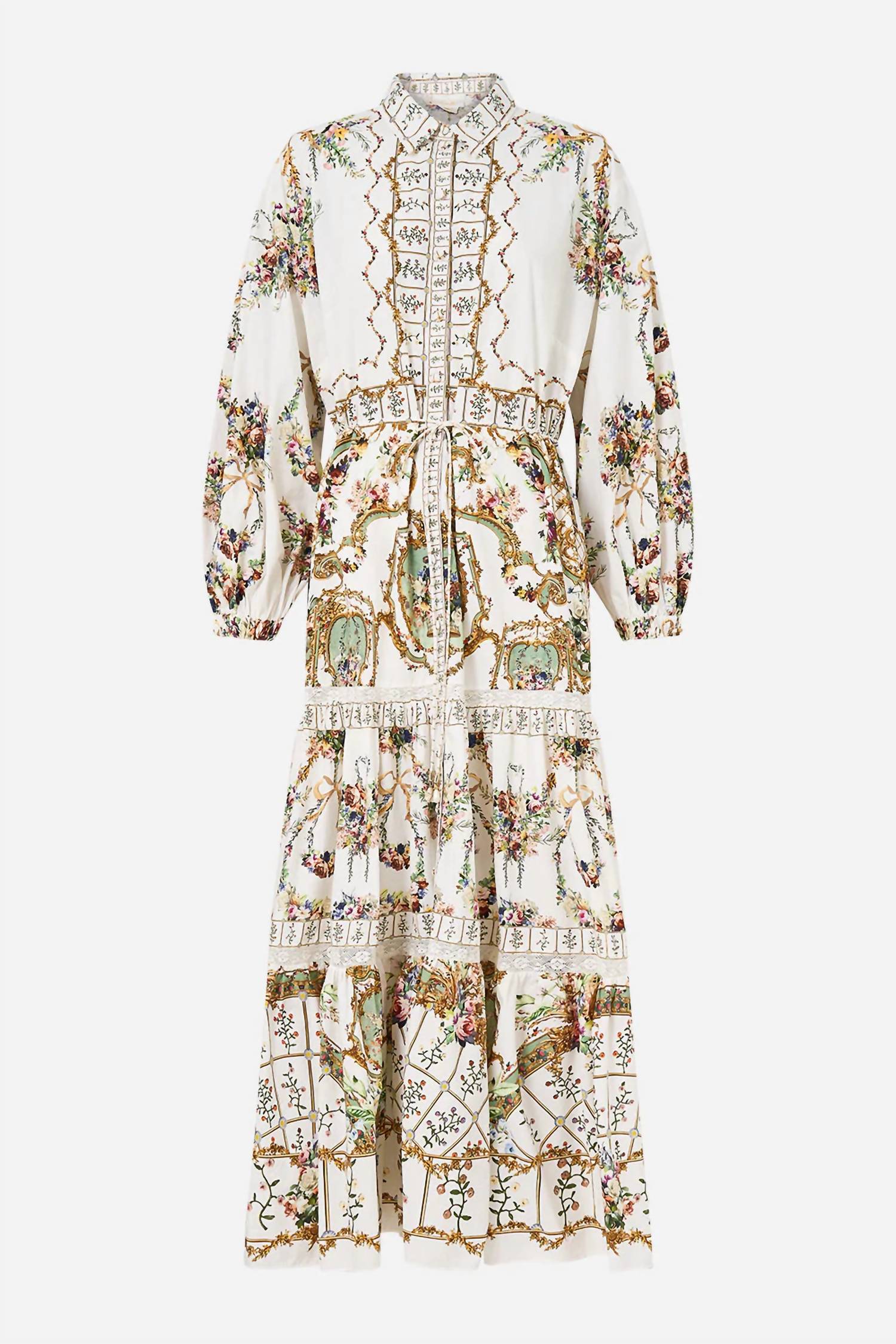 Camilla - Tiered Long Shirt Maxi Dress