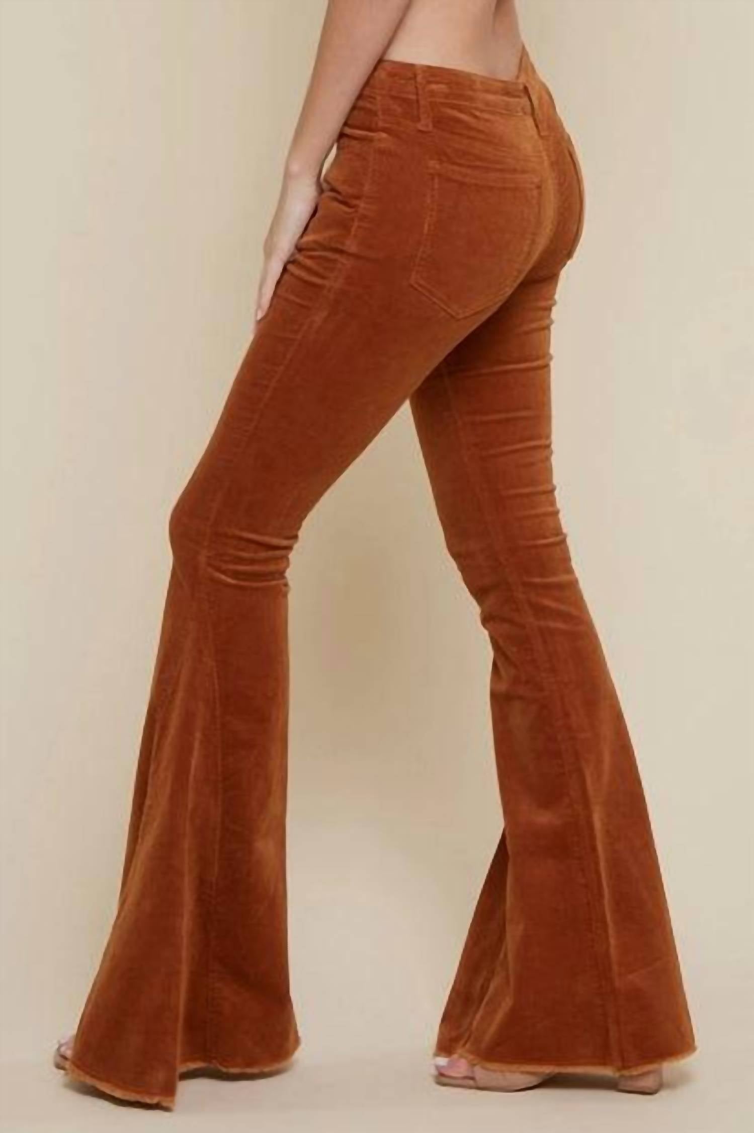Saints & Hearts - Frayed Hem Corduroy Bell Bottoms Pants