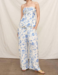 En Creme - Seashell Print Strapless Ribbon Top