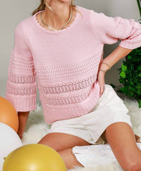 Vine & Love - 3/4 Sleeve Crochet Sweater