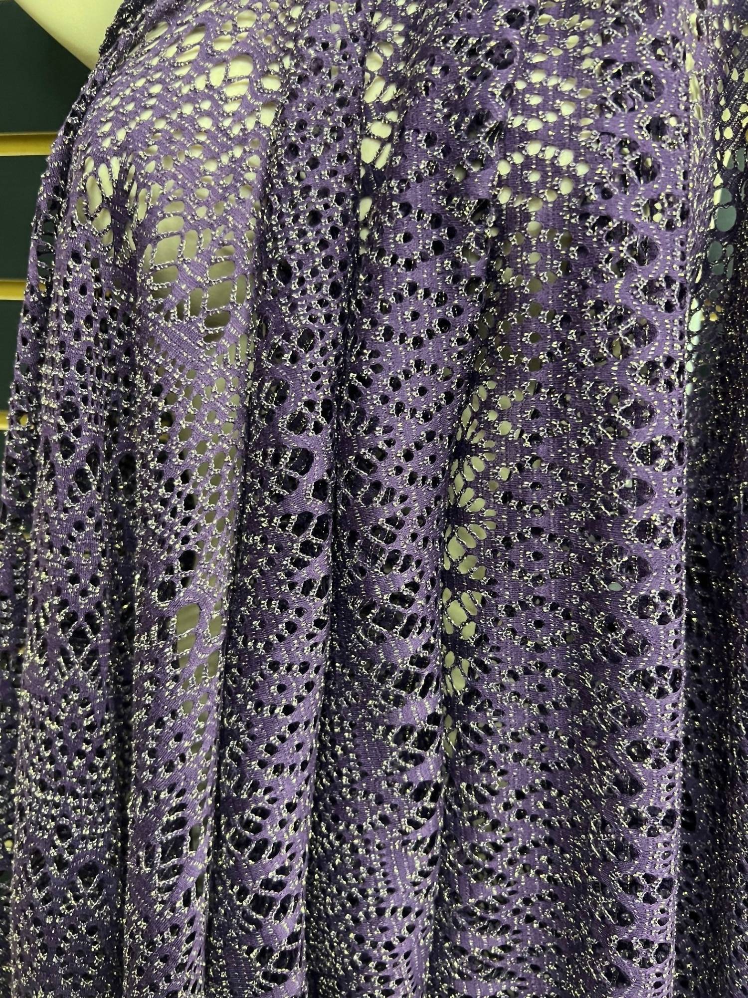 SHAWL DAWLS Women's Delecate Lace Shawl in purple gold - women's scarf - detail view