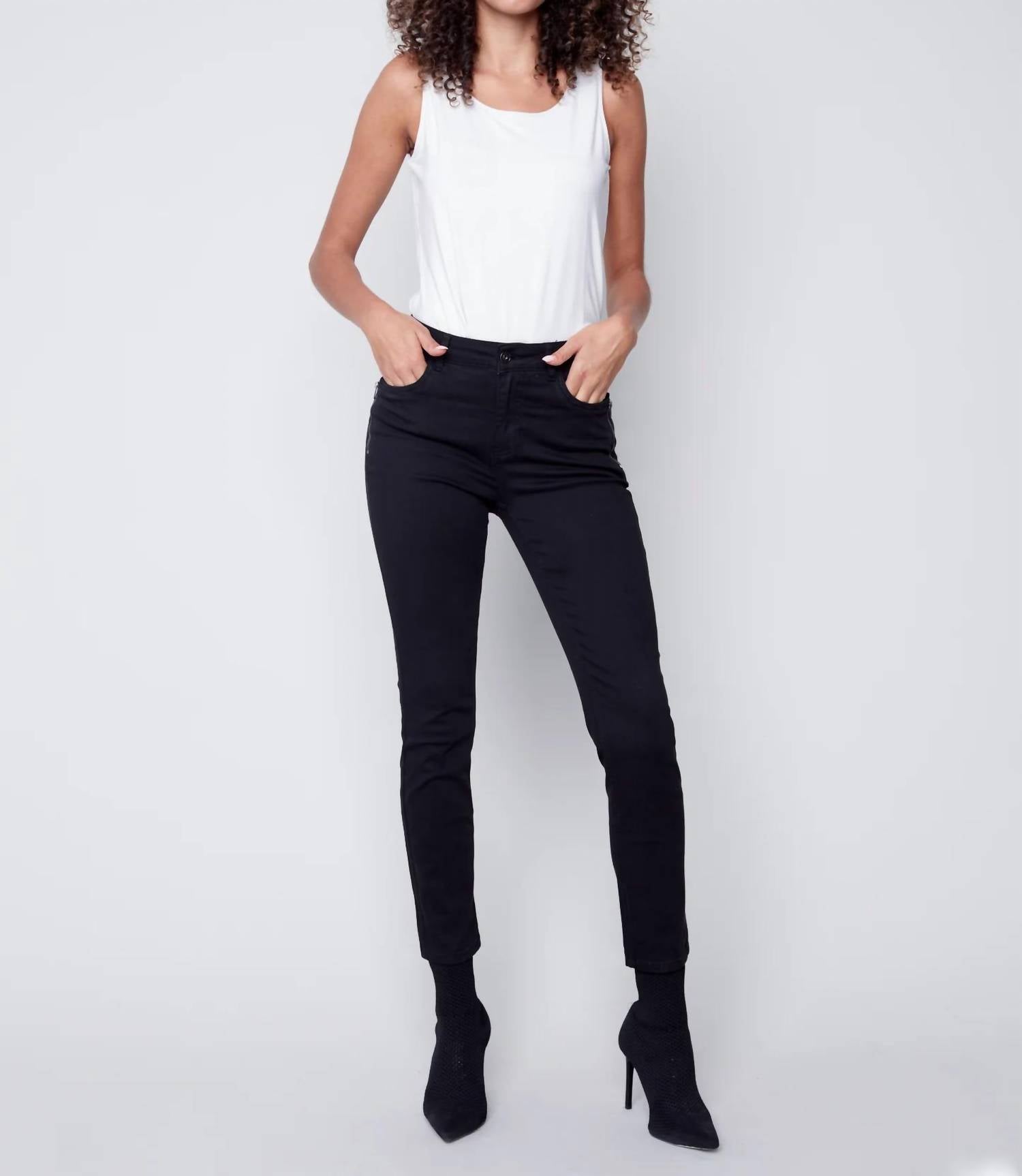 CHARLIE B Twill Flare Pant in black - women's pants - view 7