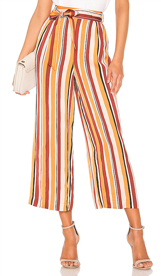 Frame - Striped Satin Belted Wide Leg Crop Pants