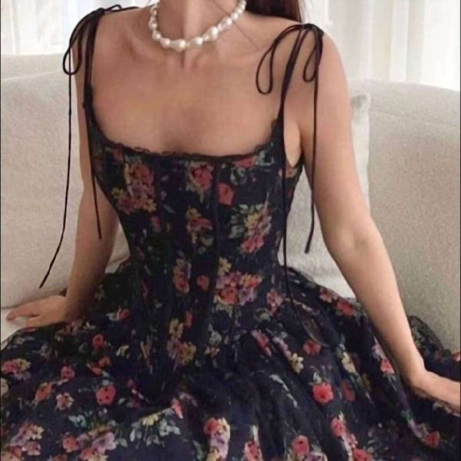 Sun Imperial - Women's Floral Print Corset Style Mini Dress