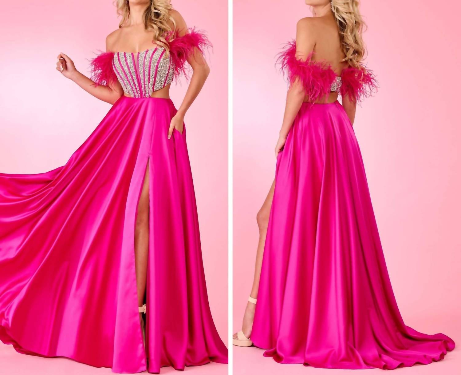 Rachel Allan - Ornate Corset Cutout Prom Dress