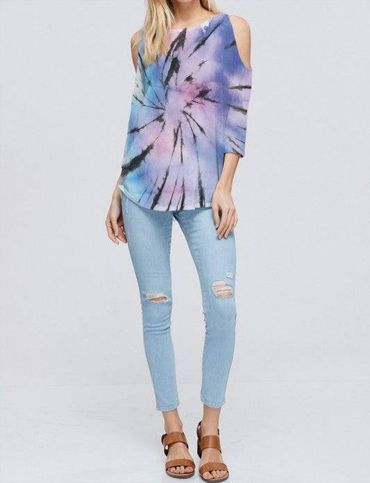 Phil Love - Starburst Cold Shoulder Tie Dye Top