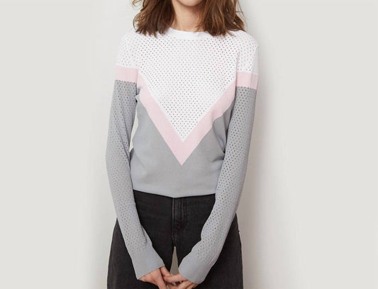 Mesh Color Block Yoke Pullover